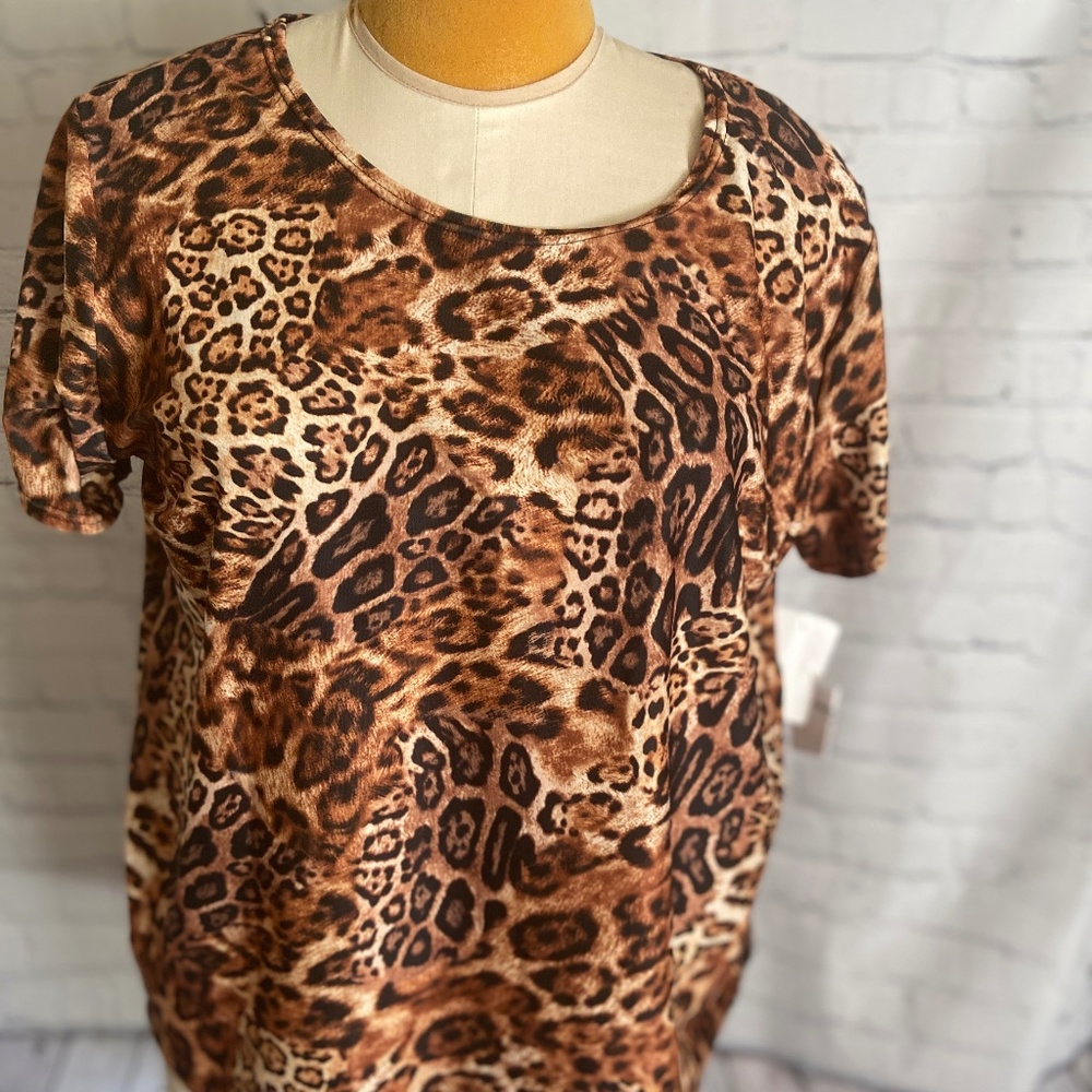 COPY - WOMEN'S PLUS SIZE 2X BROWN/TAN ANIMAL PRINT TOP BLOUSE NWT